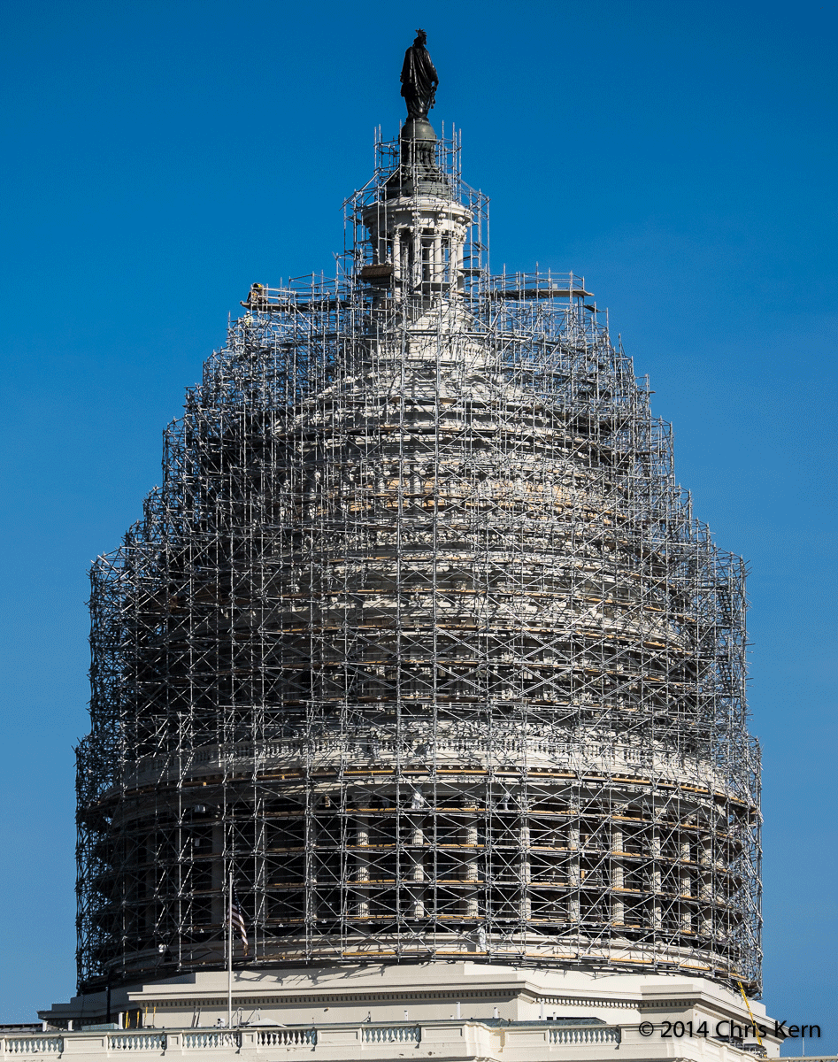 Scaffolded Capitol Building Dome, Washington, District of Columbia, USA (2014)